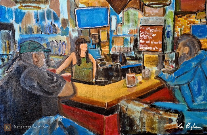 At the Bar, painting by Ken Bingham