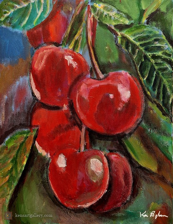 Cherries, painting by Ken Bingham