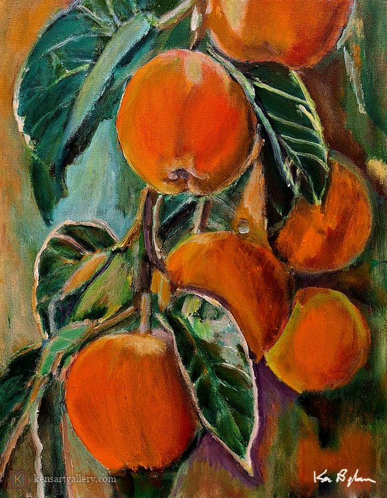 Peaches, painting by Ken Bingham