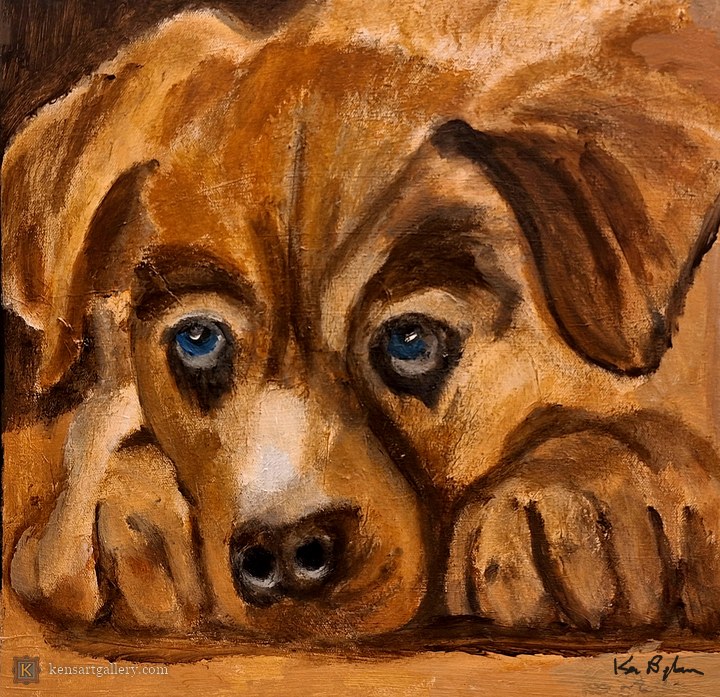 Puppy, painting by Ken Bingham