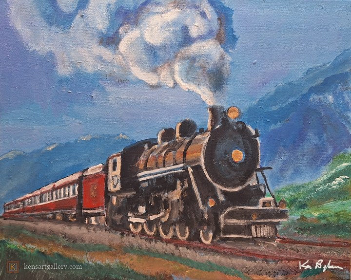 Steam Train, painting by Ken Bingham